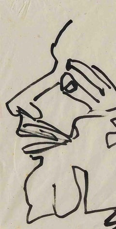 Testa, Inchiostro su carta Conte, Nero, Grigio dell'artista indiano Sunil Das "In magazzino".