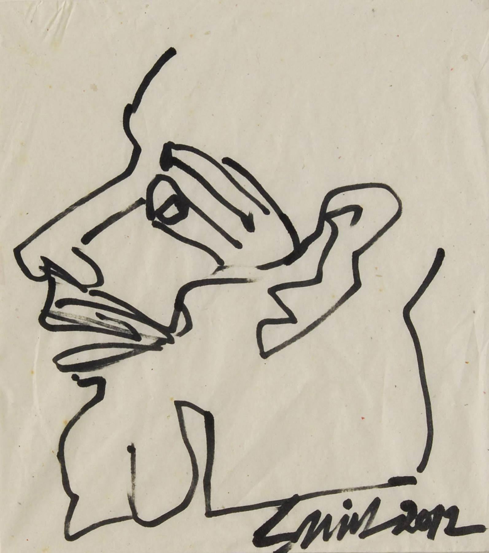 Sunil Das - Head - 7 x 6 inches (unframed size)
Ink on Conte Paper
Inclusive of shipment in ready to hang form.

Sunil Das (1939-2015) was a Master Modern Indian Artist from Bengal. Extremely successful right from his college days, Sunil Das has