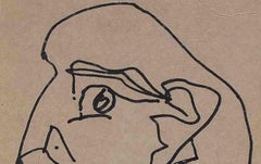 Testa, Inchiostro su carta, Nero, Marrone dell'artista indiano Sunil Das "In magazzino"