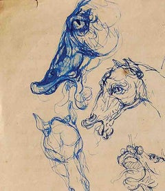 Peinture à cheval et encre sur papier de l'artiste PadmaShree Sunil Das « En stock »