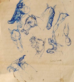 Horse Doodles, Pen & Ink on Paper by PadmaShree Artist Sunil Das "In Stock"