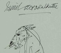 Caballo, Dibujo, Tinta sobre papel, Negro, Gris por el artista indio Sunil Das "En Stock"