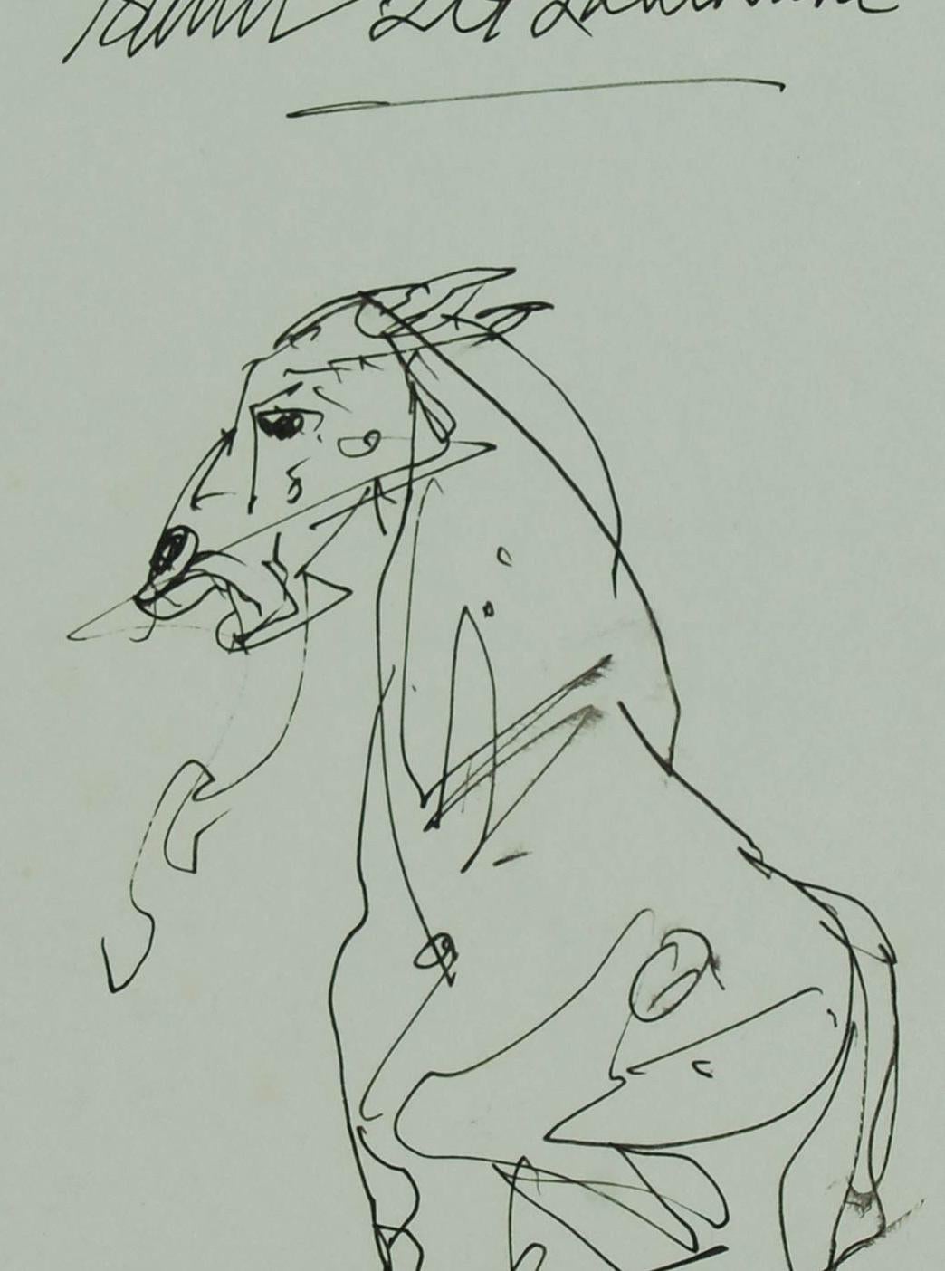 Horse, Drawing, Ink on Paper, Black, Grey by Indian Artist Sunil Das 