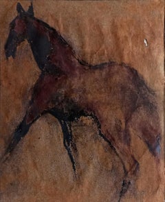 Horse II, Pastell auf Sandpapier, von Sunil Das, „Auf Lager“