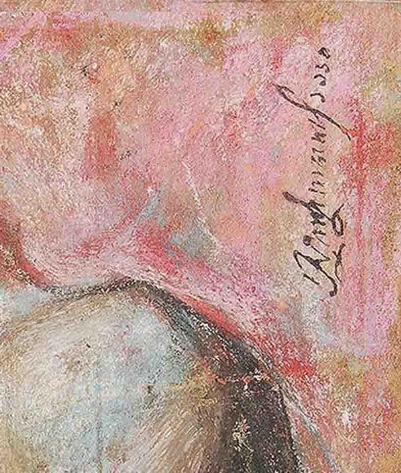 Horse II, Pastell auf Sandpapier, Rot, Rosa, Braun, Blau von Sunil Das „“Auf Lager“ im Angebot 2