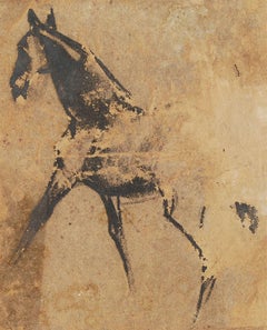 Horse III, Pastel on Sand Paper, Black by PadmaShree Artist Sunil Das "In Stock"