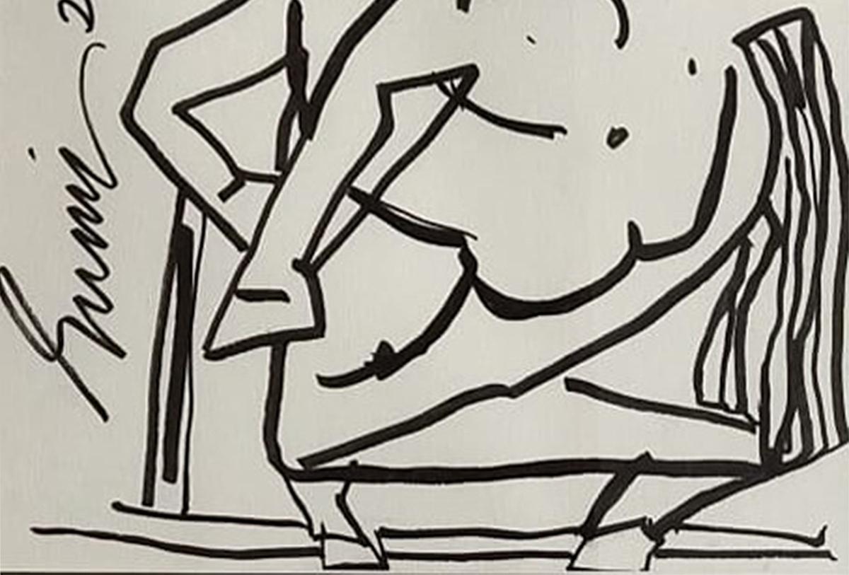 Horse, Ink on Paper by Indian Modern Artist Sunil Das 