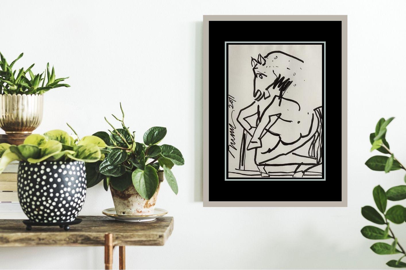 Horse, Ink on Paper by Indian Modern Artist Sunil Das 