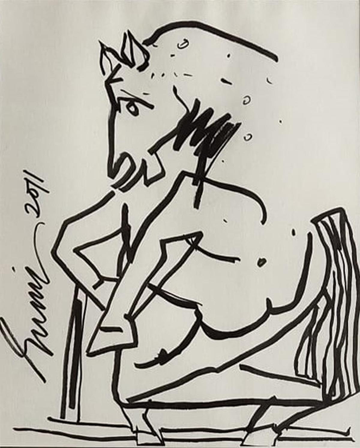 Sunil Das - Horse
Ink on Paper
11 x 14 inches, 2011
( Unframed & Delivered )

Sunil Das (1939-2015) was a Master Modern Indian Artist from Bengal. Extremely successful right from his college days, Sunil Das has been extremely well lauded by art