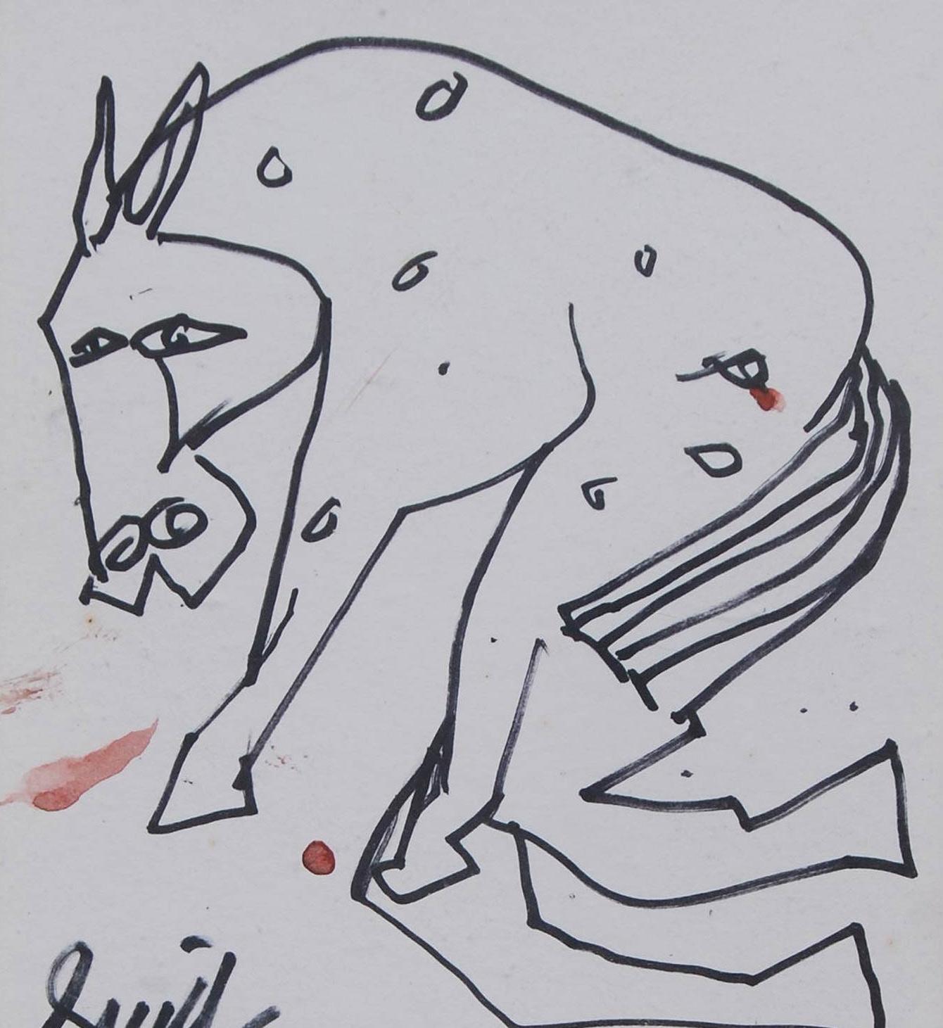 Horse, Pen & Ink on Paper, Black & White by Modern Indian Artist 