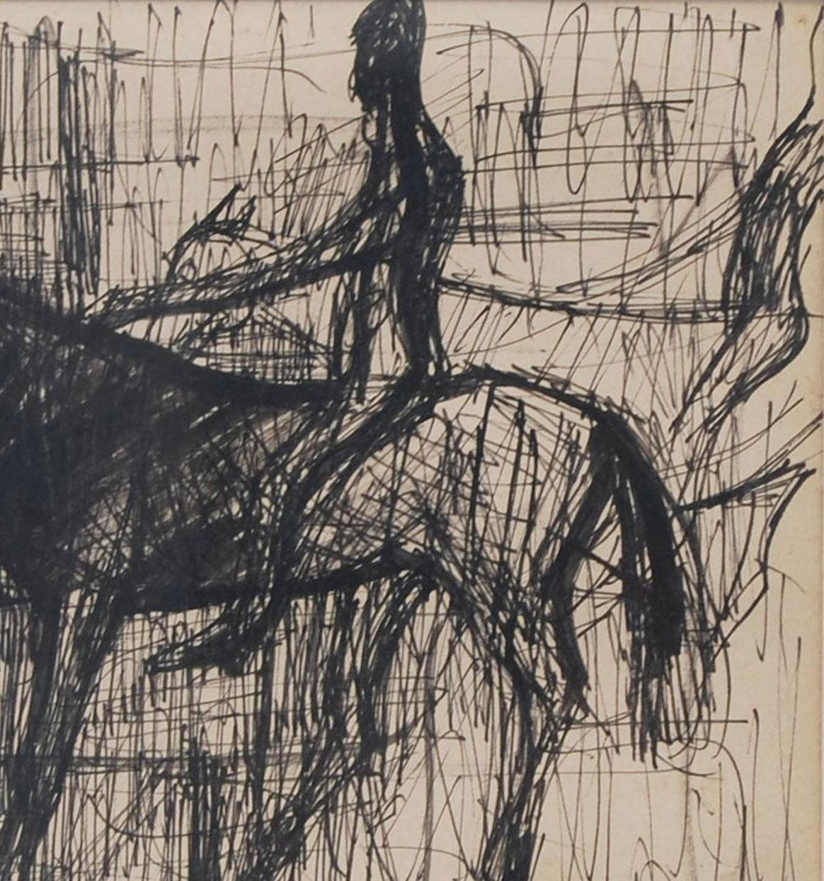 Sunil Das - Untitled - 8.5 x 7 inches (unframed size)
Ink on Paper, 1960
(Framed & Delivered)

Sunil Das was one of India's most important postmodernist painters and rose to prominence through his drawings of horses. He captured their relentless
