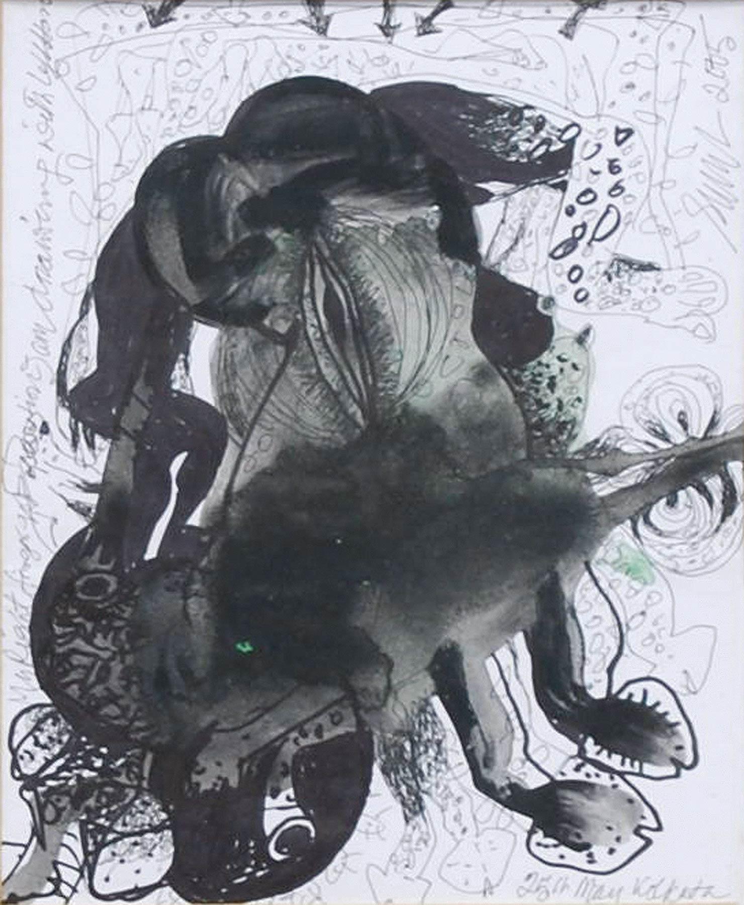 Sunil Das Figurative Painting - Ink Drawings on Thick Paper, Black & White by Padma Shree Awardee "In Stock"
