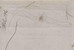 Nudefarbene Zeichnung, Holzkohle auf Papier von PadmaShree Künstler Sunil Das „“Auf Lager“