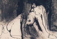 Nude, Ink & Charcoal on Paper, by Indian Artist Sunil Das "In Stock"