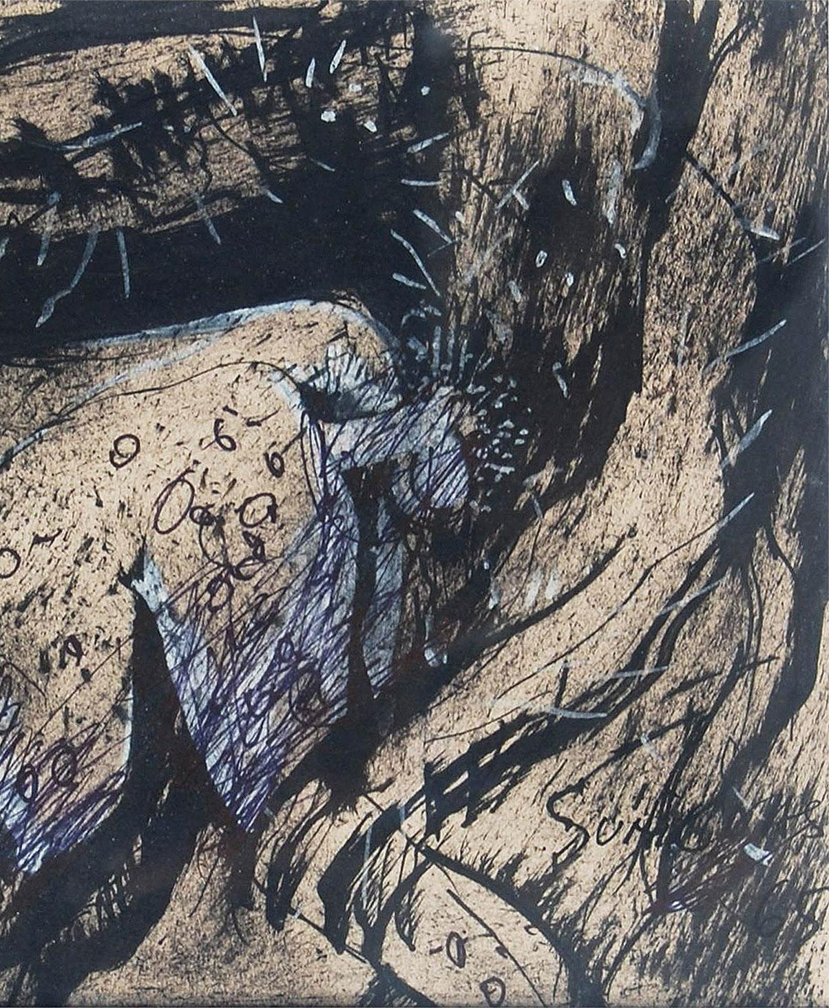 Nu, encre, pastel, fusain sur papier de l'artiste indien Sunil Das « En stock » en vente 3