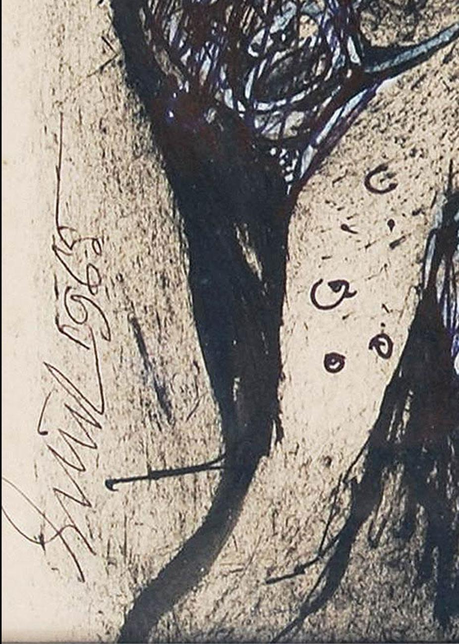 Nudo, inchiostro, pastello, carboncino su carta dell'artista indiano Sunil Das 