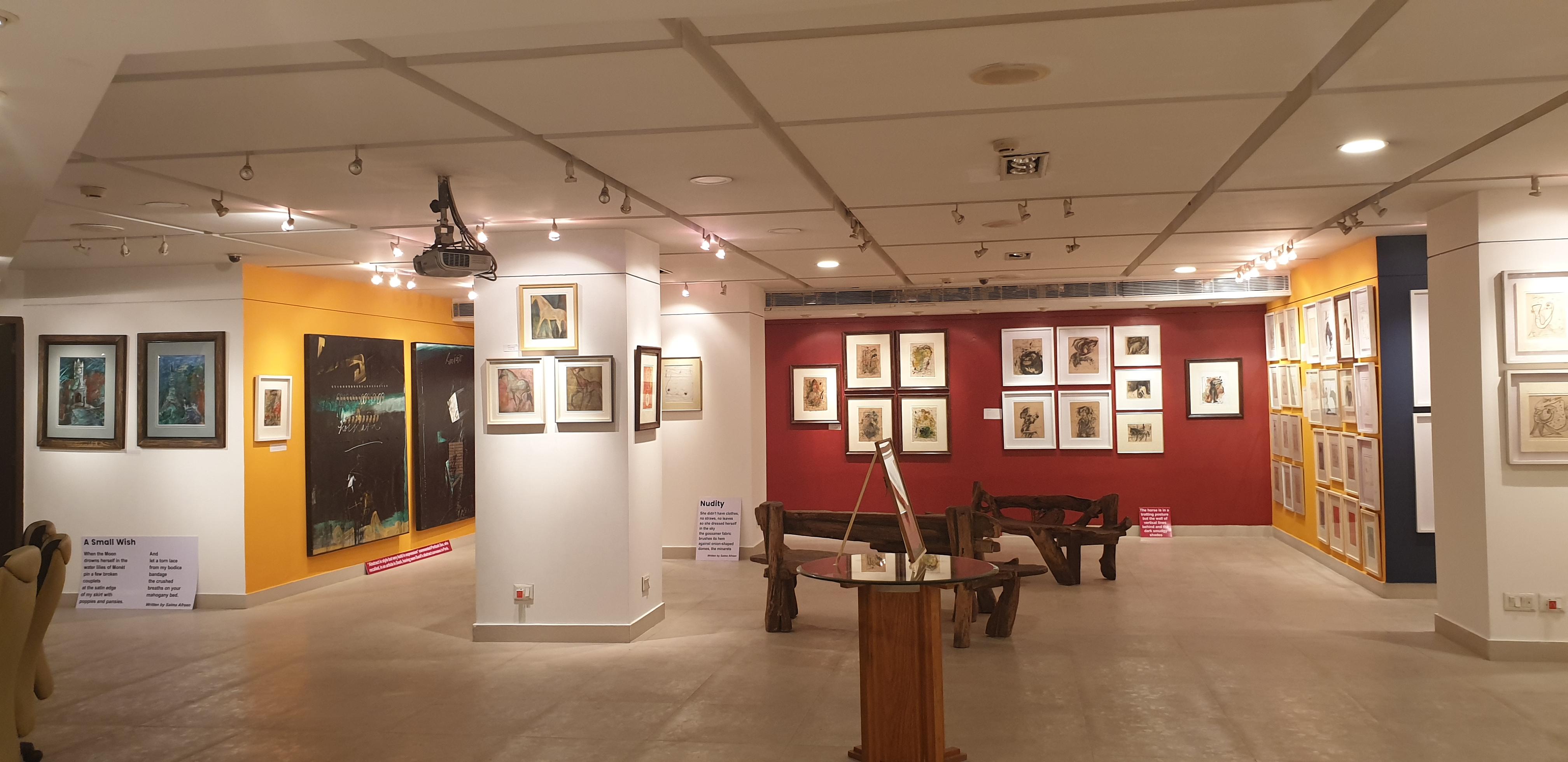 Nudo, inchiostro, pastello, carboncino su carta dell'artista indiano Sunil Das 