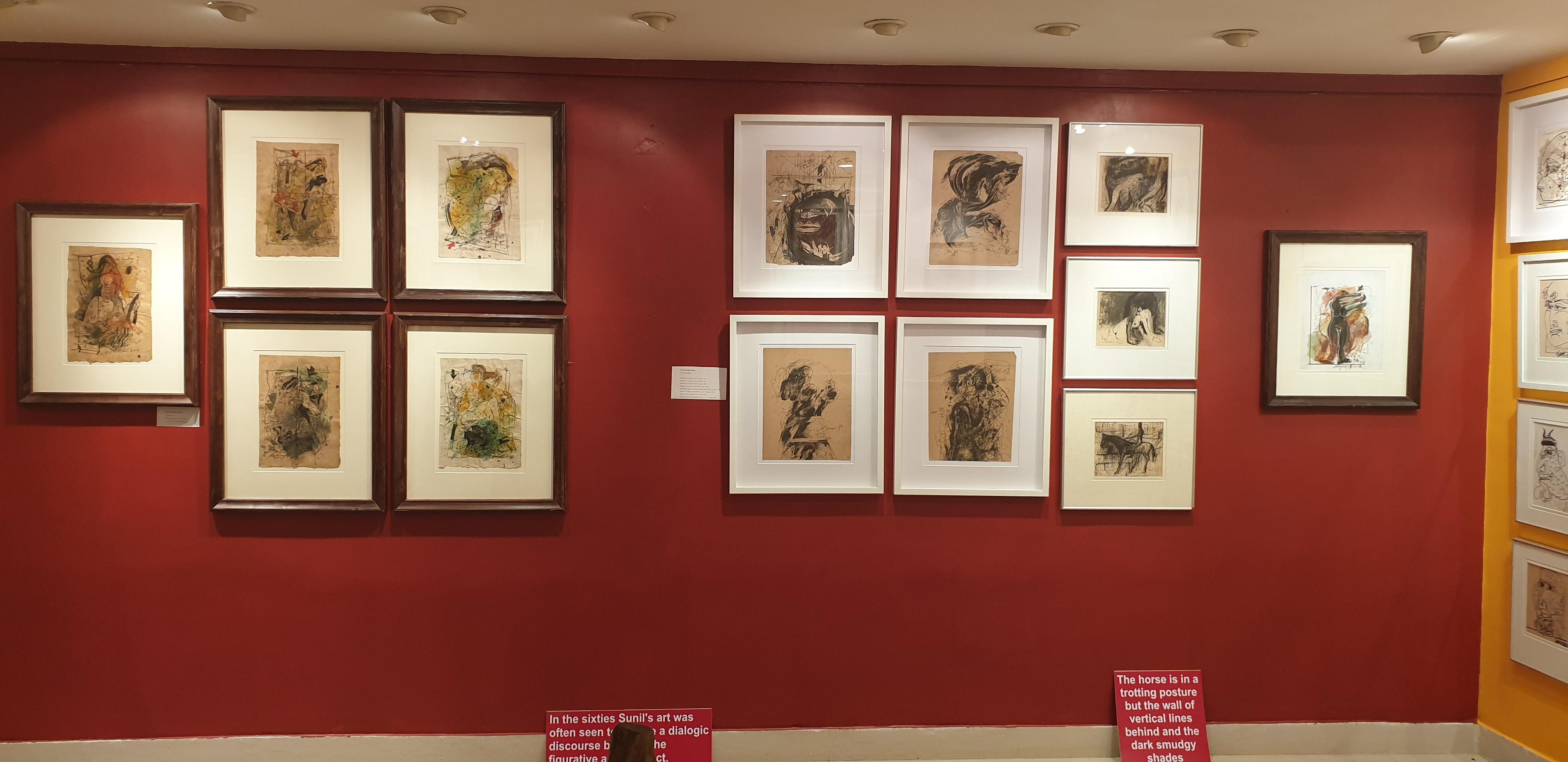 Nudo, inchiostro, pastello, carboncino su carta dell'artista indiano Sunil Das 