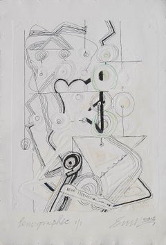 Penographic I, White, Black by Modern Indian Artist Sunil Das "In Stock"