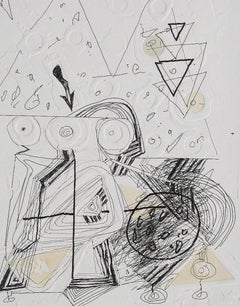 Penographic III, Weiße, schwarze Farbzeichnung des indischen Künstlers „In Stock“