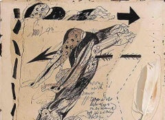 Série de collages rares, plumes de clous en acrylique à l'encre de stylo par l'artiste Sunil Das « En stock »