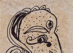 Terzo Occhio, Volto, Inchiostro su carta, Nero, Marrone dell'artista Padma Shree "In magazzino".