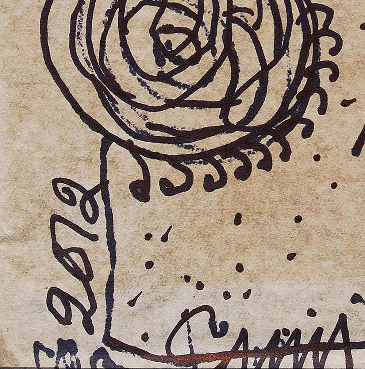 Tercer Ojo, Rostro, Tinta sobre Papel, Negro, Marrón por Padma Shree Artista 