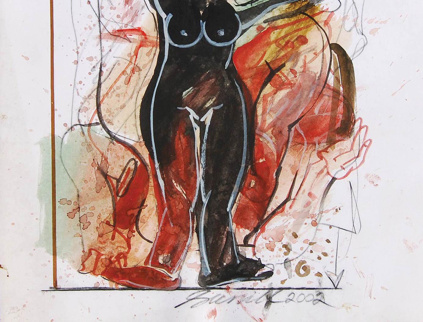 Sunil Das - Woman & Horse - 12.25 x 10.50 inches (unframed size)
Mixed Media on Paper
Inclusive of shipment in ready to hang form.

Sunil Das (1939-2015) was a Master Modern Indian Artist from Bengal. Extremely successful right from his college