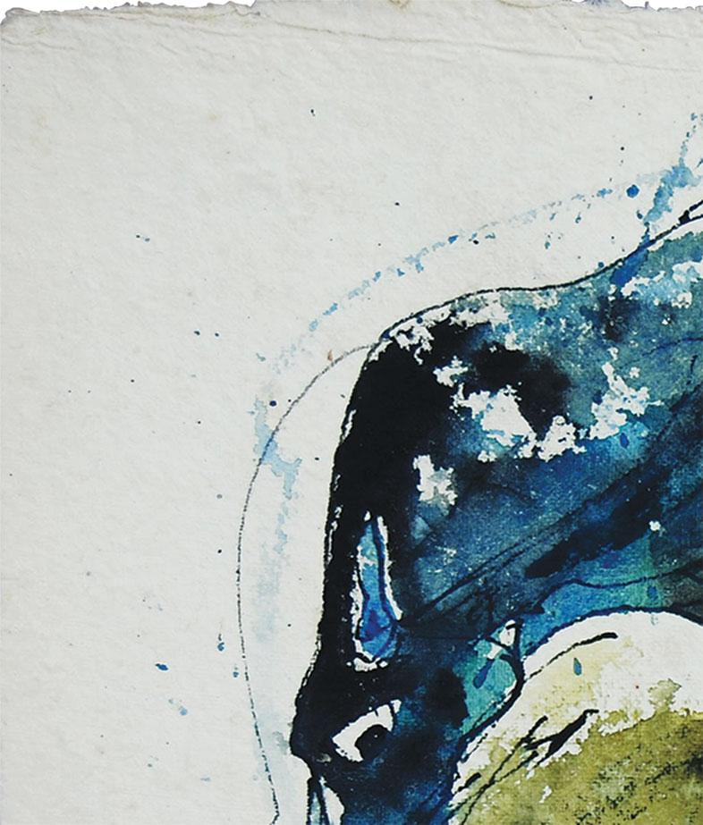 Femmes et cheval, technique mixte de l'artiste indienne Sunil Das « en stock » en vente 1