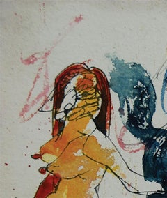 Women & Horse, Mixed Media by Indian Artist Sunil Das "In Stock"