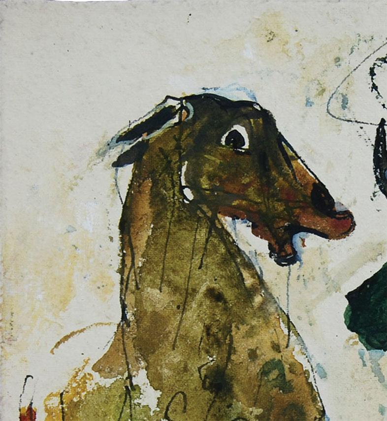 Caballo y Toro , Técnica Mixta por el Maestro Artista Indio Sunil Das 