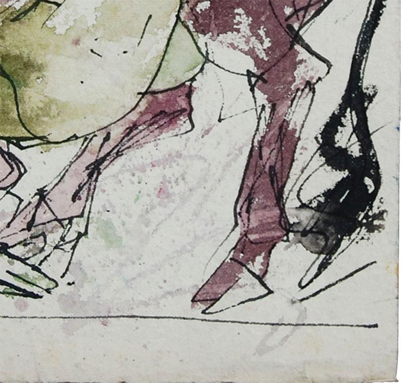 Mixed Media der indischen Künstlerin Sunil Das „In Stock“ mit Tier und Pferd 2
