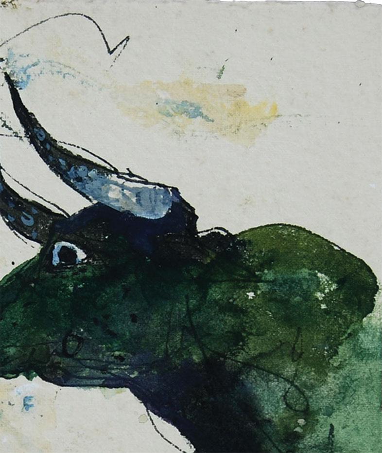Caballo y Toro , Técnica Mixta por el Maestro Artista Indio Sunil Das 
