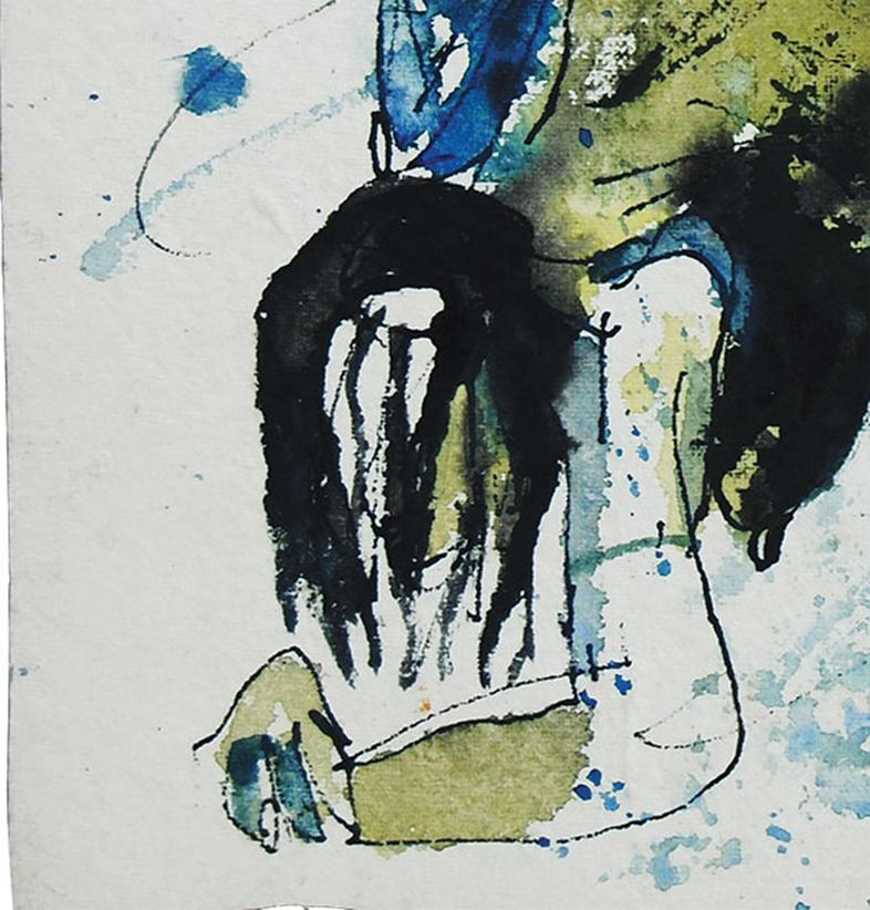 Femmes et cheval, technique mixte de l'artiste indienne Sunil Das « en stock » en vente 3