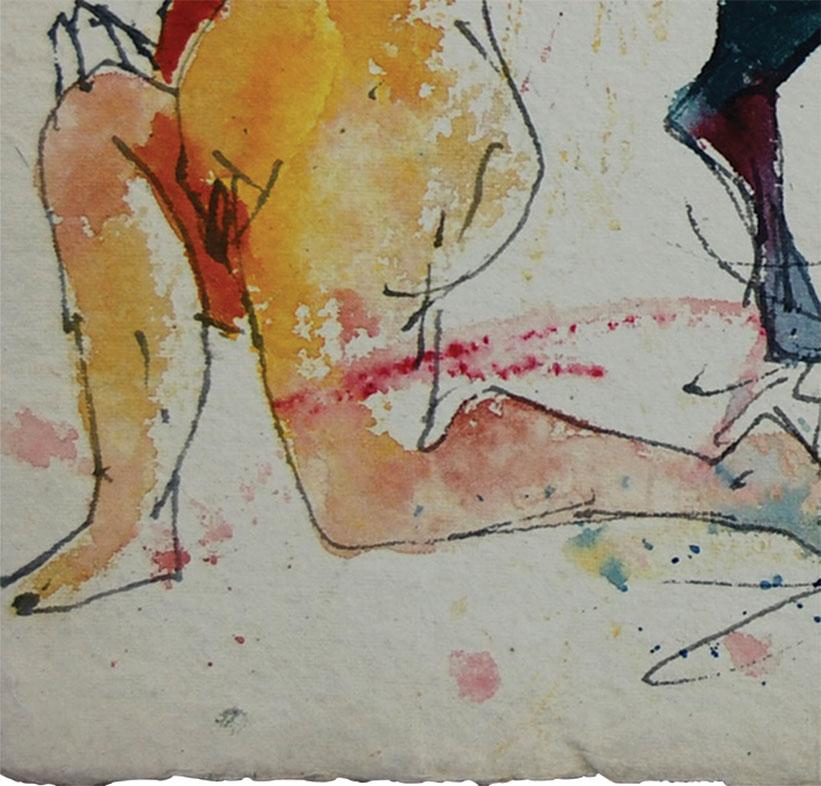 Sunil Das - Nude Woman & Horse - 10.5 x 11.25 inches (unframed size)
Mixed Media on Thick Paper
Free Shipping Without Frame 

Sunil Das (1939-2015) was a Master Modern Indian Artist from Bengal. Extremely successful right from his college days,