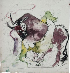 Women & Horse, Mixed Media by Indian Artist Sunil Das "In Stock"