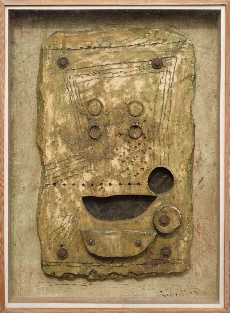 Sunil Das Rare Wall hung Mural in Wood and Mixed Media by Master