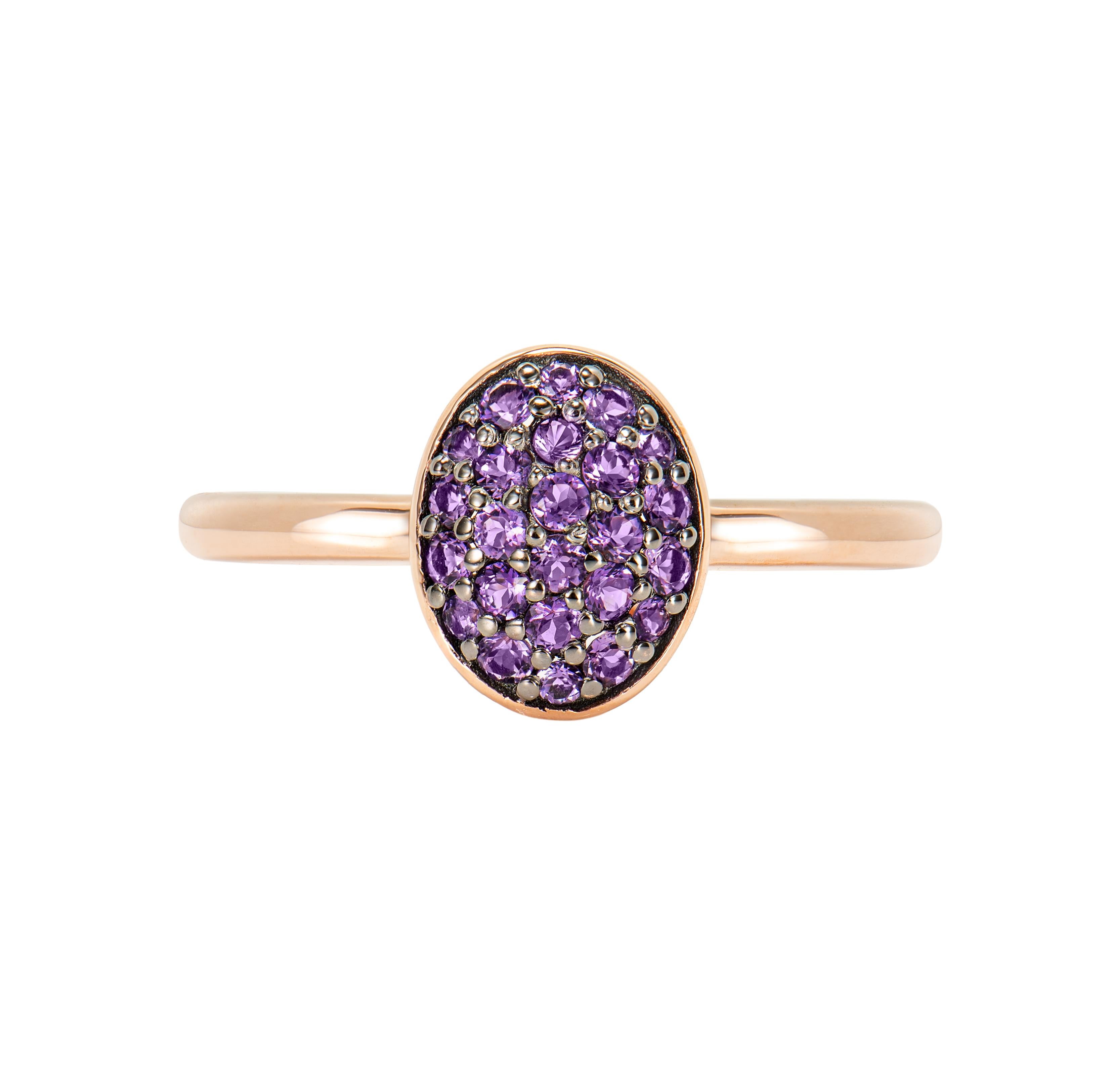 Contemporaneo Sunita Nahata Ametista 0.258ct. Anello fantasia in 18KRG. in vendita