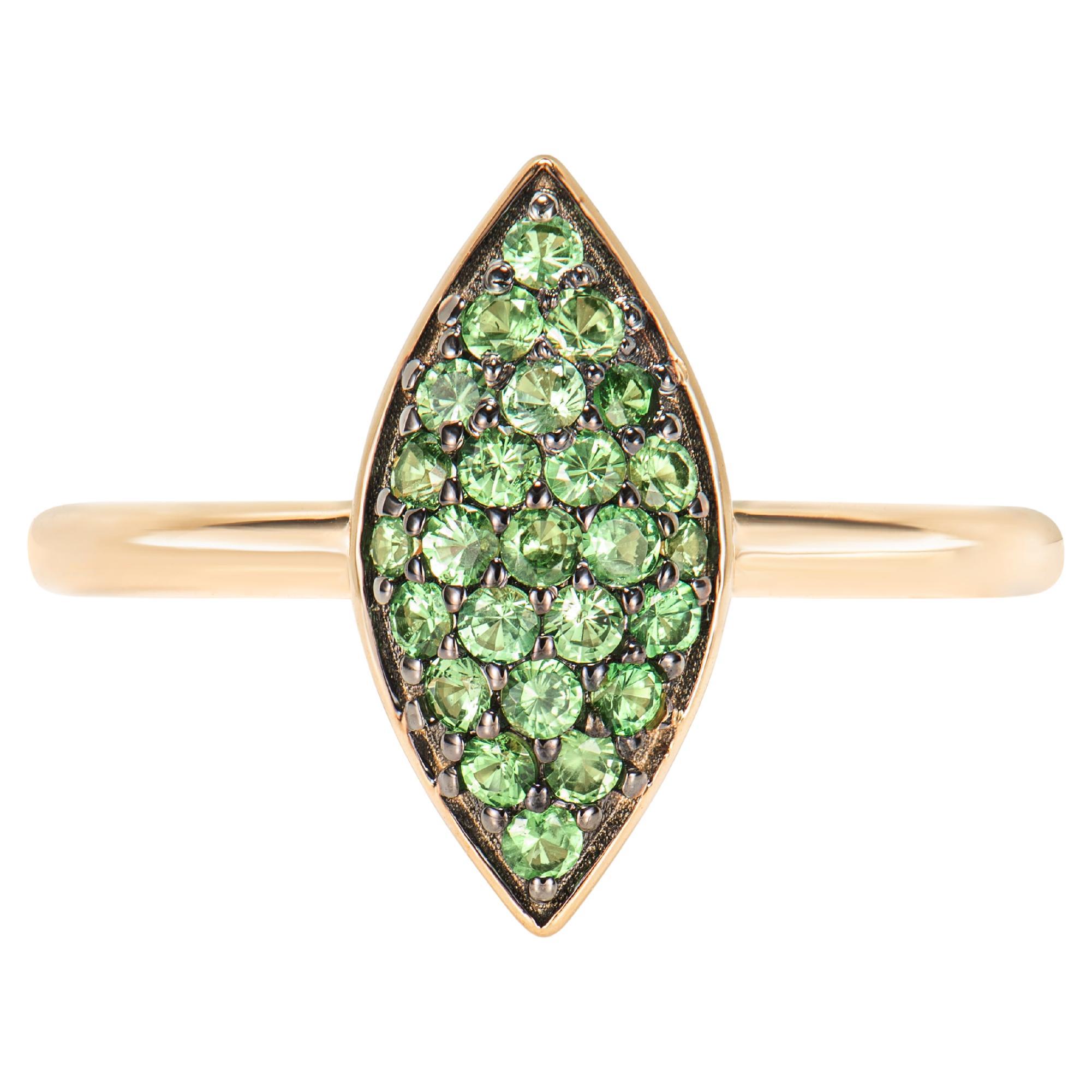 Sunita Nahata Tsavorite 0.35ct. Fancy Ring in 14Karat Yellow Gold.