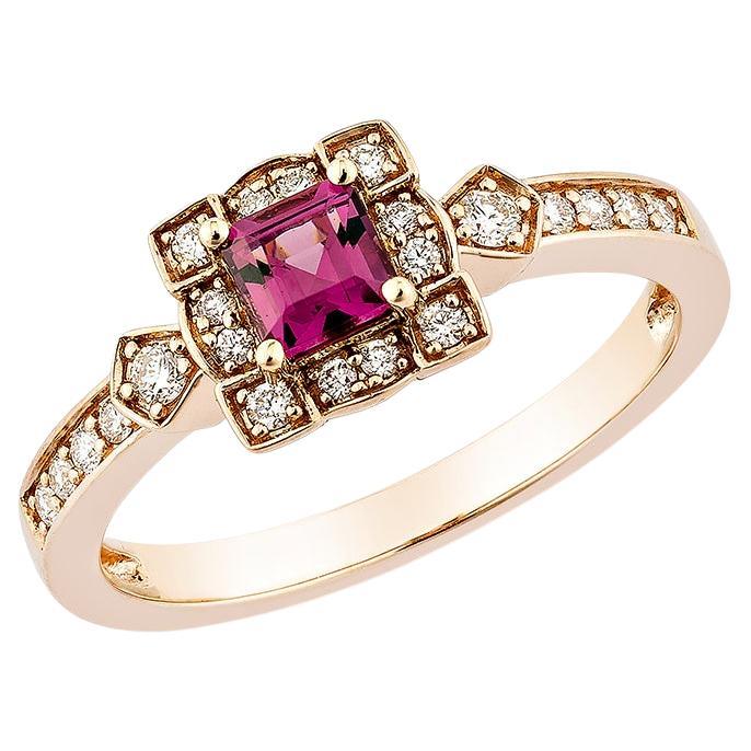Sunita Nahata Rhodolite 0.45ct. Fancy Ring in 14KRG with White Diamond. For Sale
