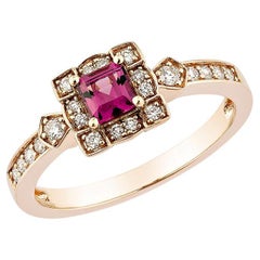 Sunita Nahata Rodolite 0.45ct. Anello fantasia in 14KRG con diamante bianco.