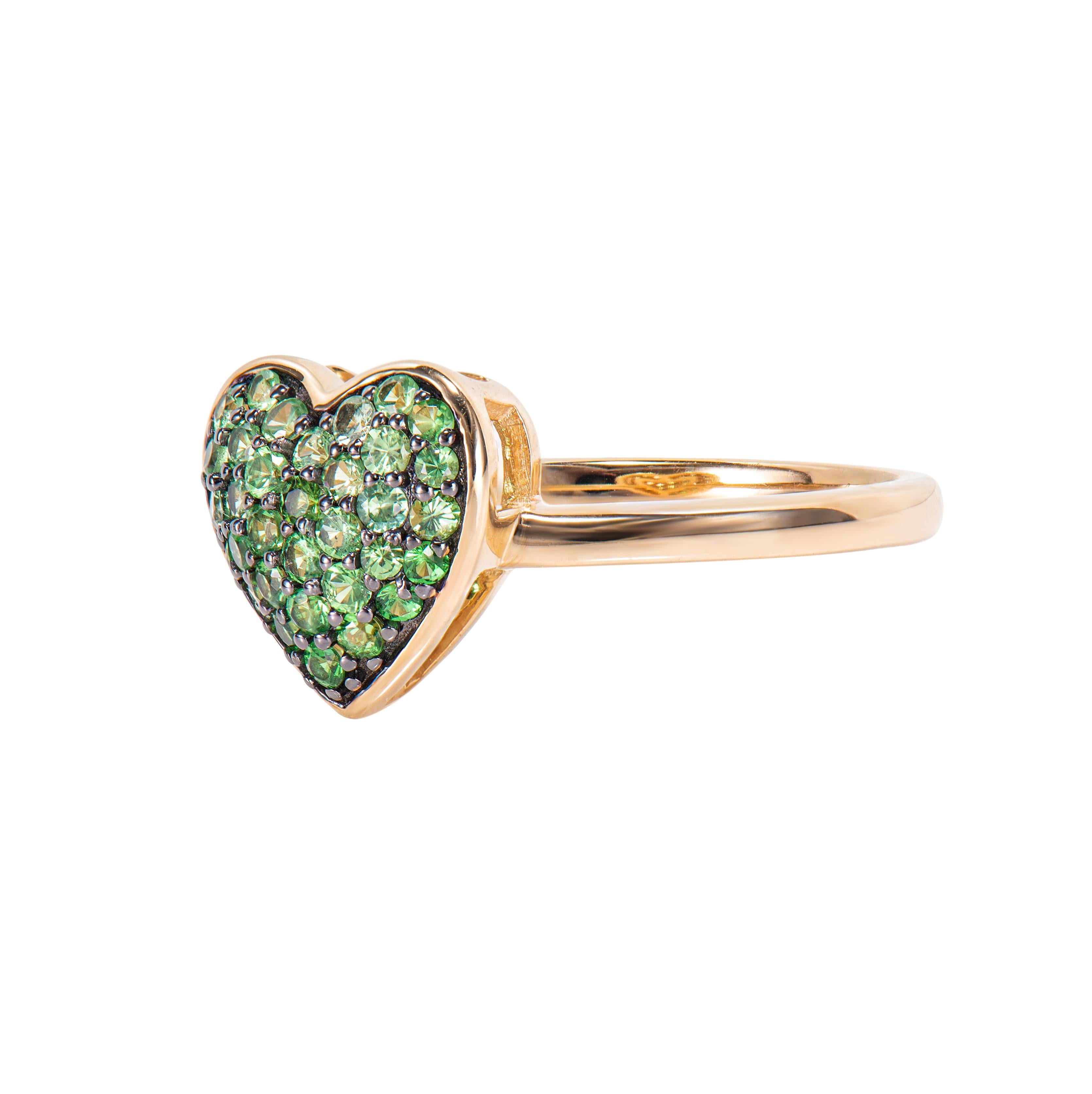 Round Cut Sunita Nahata Tsavorite 0.45ct. Fancy Ring in 14Karat Yellow Gold. For Sale