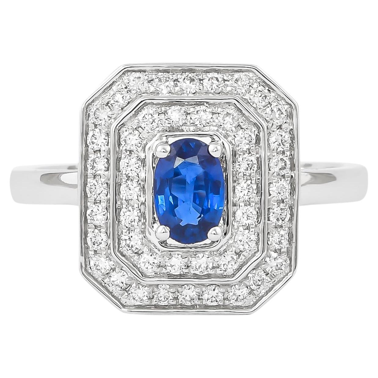 Zaffiro blu Sunita Nahata 0.48ct. Anello in 18KWG con diamante.