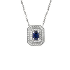 Sunita Nahata Blue Sapphire 0.59ct. Pendant  in 18KWG with Diamond.