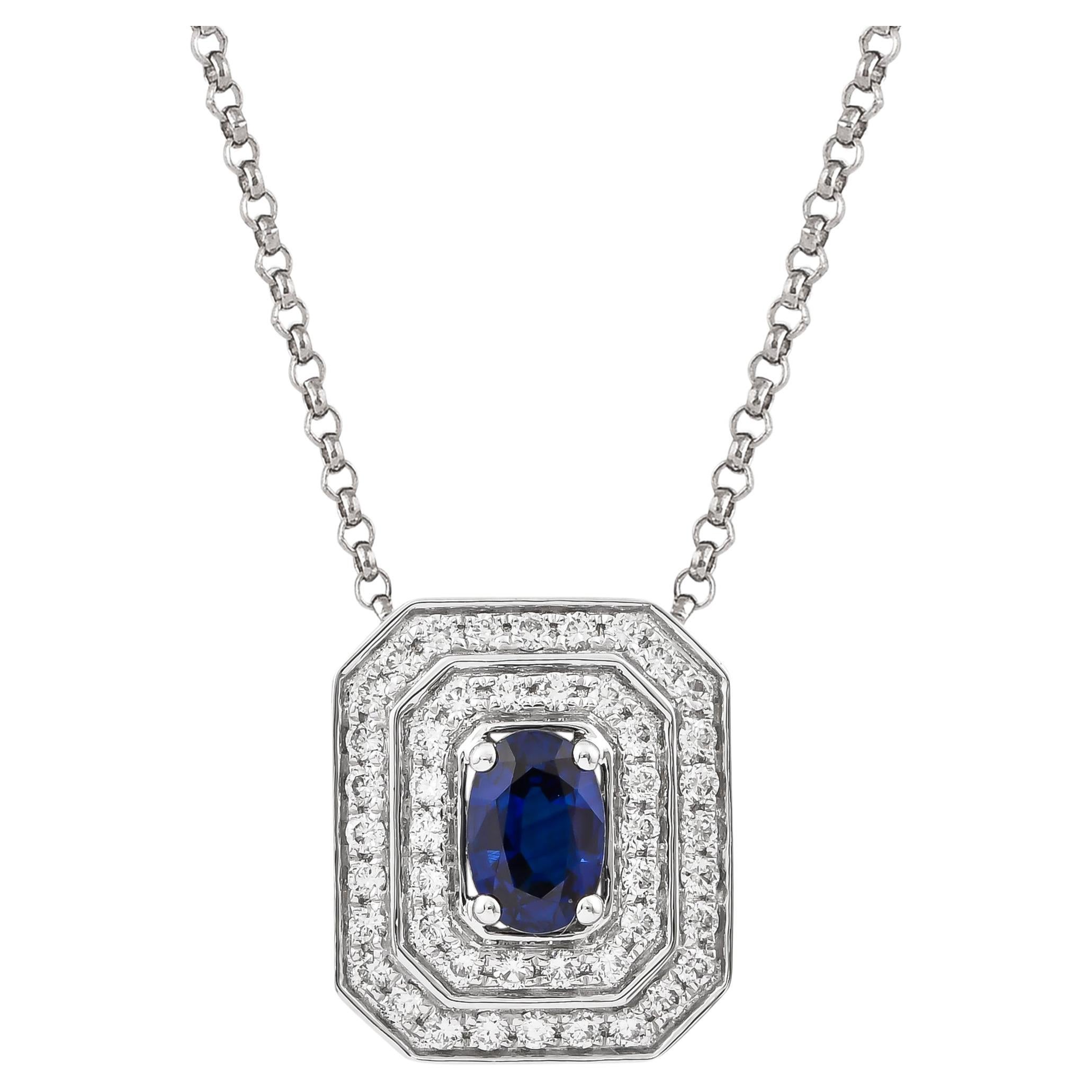 Sunita Nahata Blue Sapphire 0.59ct. Pendant  in 18KWG with Diamond.