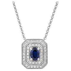 Sunita Nahata Blue Sapphire 0.59ct. Pendant  in 18KWG with Diamond.
