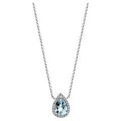Sunita Nahata Aigue-marine 0,60ct. Pendentif en or blanc 18 carats avec diamants