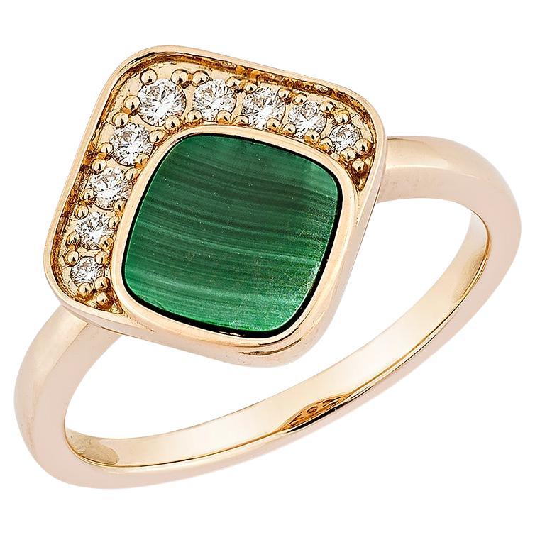 Sunita Nahata Malachite 0.61ct. Fancy Ring in 18KRG with Diamond.