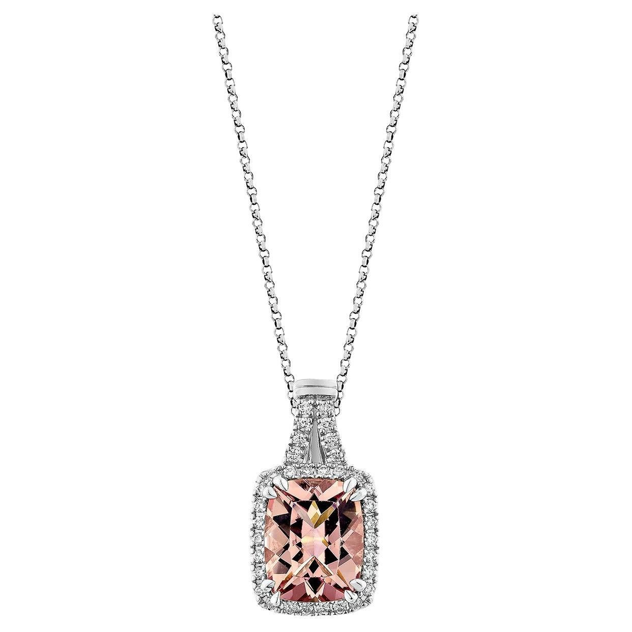 Sunita Nahata Pink Morganite 0.70ct. Pendant in 18KWG with White Diamond.