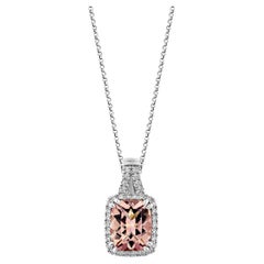 Sunita Nahata Pink Morganite 0.70ct. Pendant in 18KWG with White Diamond.
